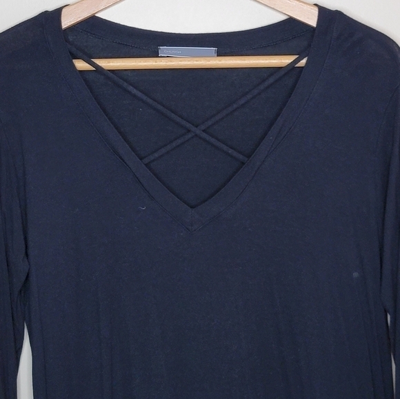 Cherish | Black Criss Cross Neckline Tunic Dress Size Medium - Picture 2 of 5